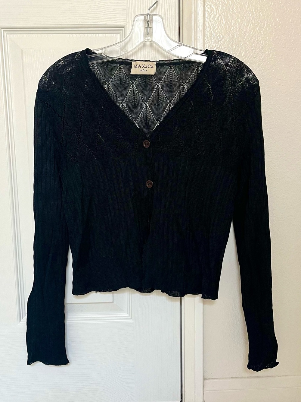 Max & Co. Black Openwork V-Neck Cardigan